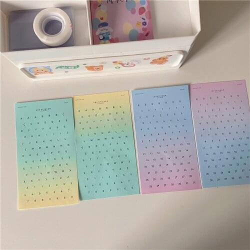 INS same gradient color English alphanumeric hand account book decoration sticker label sticker 1 pack of 2 sheets
