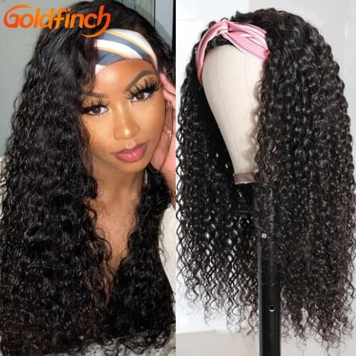 Top HeadBand Wig Human Hair Kinky Curly Brazilian Afro Kinky Curly Head Band Half Wigs Glueless Full Machine Wig Peruca Cacheada