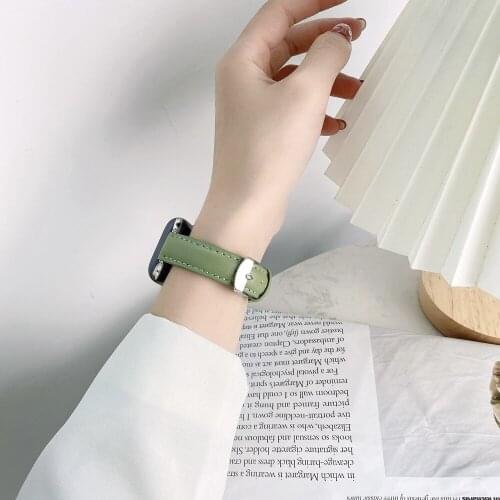 Leather Link Strap for Apple Watch 38mm 42mm Band 40mm 44mm Slimmer Bracelet Loop for iWatch Series 6SE 5 4 3 2 Wristband Correa