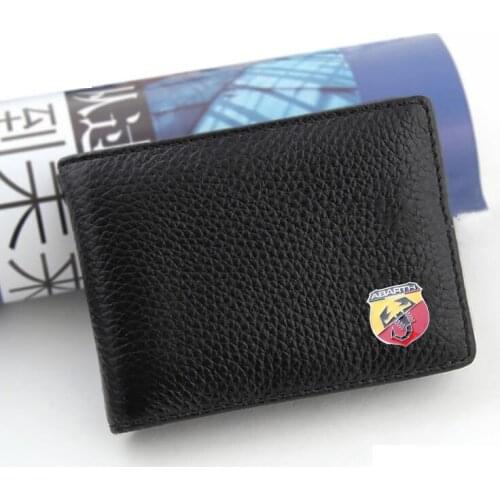 KUNBABY 1 Pcs Top Leather Car logo Bag Card Package Driver License Silver For Abarth Free Shipping