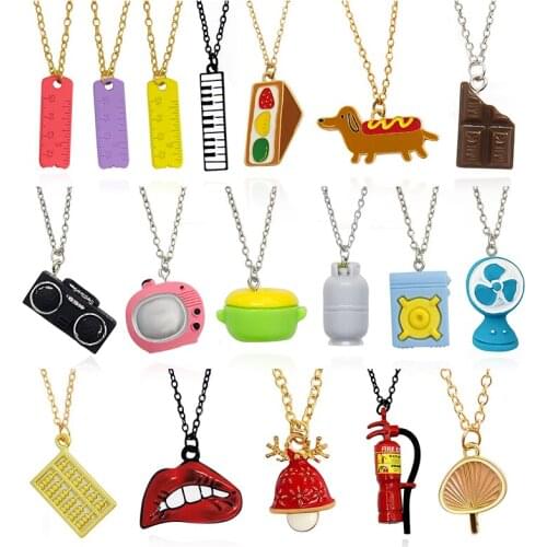 Abacus ruler fan bulb fire extinguisher TV soup pot gas tank gas stove electric fan radio lips sandwich hot dog Fun Necklace