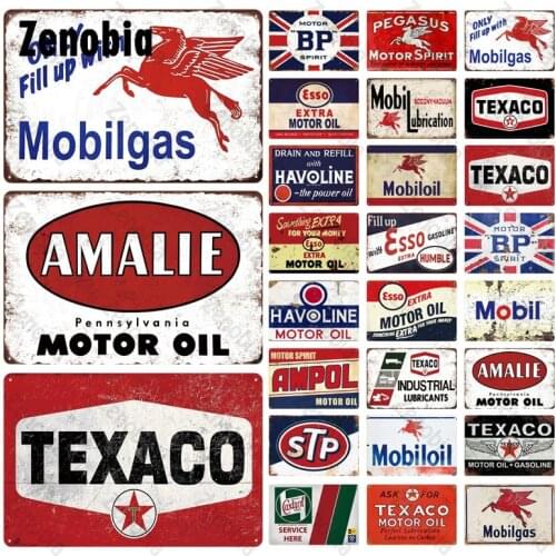 Vintage Texaco Metal Poster Tin Signs Wall Stickers Decorative Plaque Garage Decoration Motor Oil Gasoline Plate for Room Decor