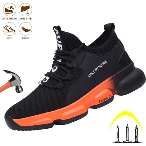 Mens Work Safety Shoes Steel Toe Caps Labort Boots Anti-piercing Indestructible Breathable Non-slip Lightweight Fashion Sneakers