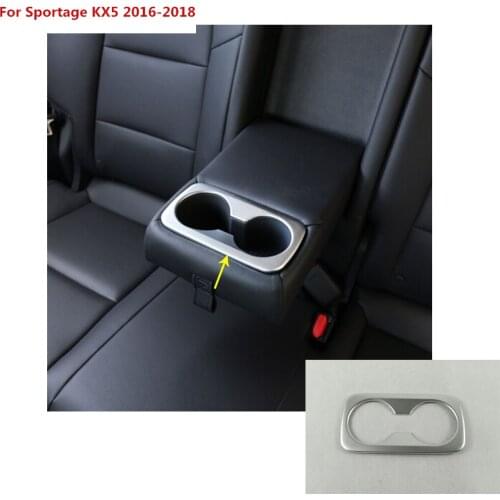 Car styling cover trim ABS chrome rear back Center Console Cup Holder gear box frame 1pcs for Kia Sportage KX5 2016 2017 2018