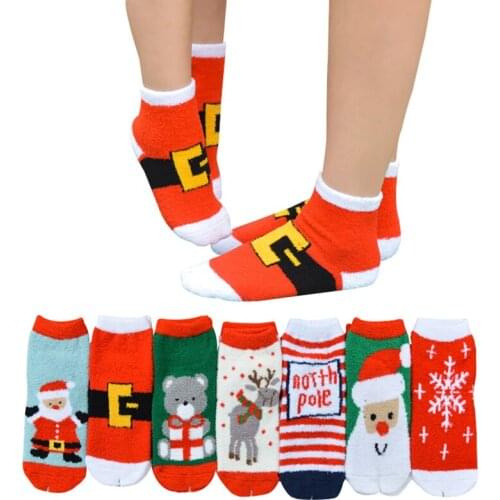 6 Pairs Women Socks Chrismas Vintage Comfortable Coral Velvet Women Sock Deer Santa Claus Snowflake Gift Bear Funny Socks Meias