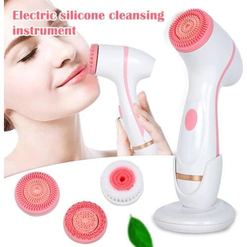 Facial Cleansing Brush 3 Head Rotating Full Facial Spa System Aesthetic Massage SSwell