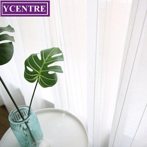 YCENTRE Solid White Color Faux Linen Mondern Window Treatment Semi Voile Sheer Curtain for Living Room/Kitchen Curtains/Bedroom