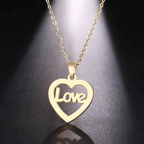 DOTIFI Stainless Steel Necklace For Women Man Love Noble Heart Gold And Silver Color Pendant Necklace Engagement Jewelry