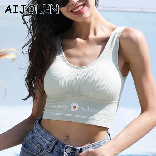 Simple Thread Cotton Small Daisy Bra Thin Bra Pad Bra Short Ladies Vest Wide Strap Vest Solid Color Womens Underwear Bra