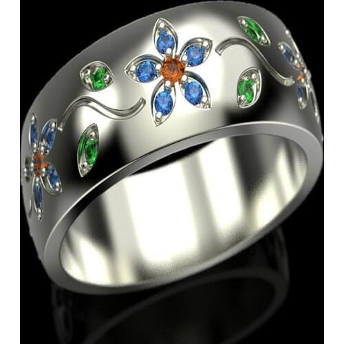 Silver simple colored small flower vine flower ring halloween rings for women luxury jewelry ring set