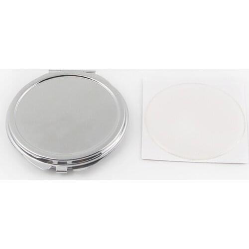 Silver Tone Carved Make Up Compact Mirror 62mm resin sticker DIY set
