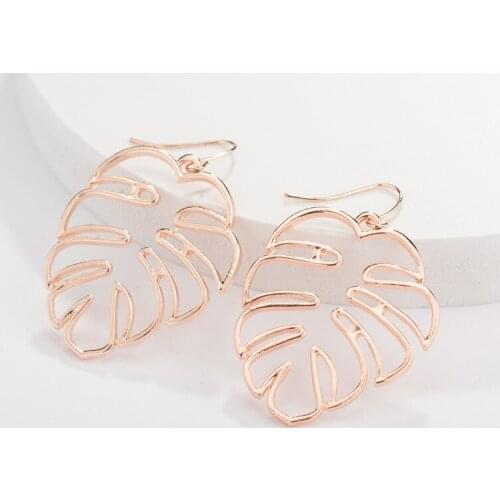 ELANUOYY New Style Ear Stud Hot Selling Leaf Earrings Street Shot Glossy Alloy Creative Ear Stud Female Korean Fashion