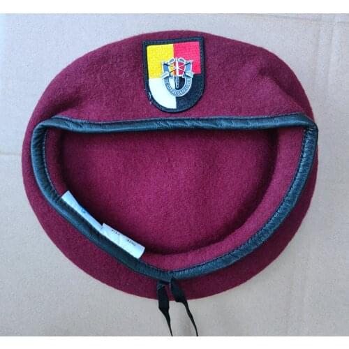 Tomwang2012 U.S. Army 3th Airborne Special Forces Group Wool Red Beret SPECIAL FORCES SF HAT PIN MOTTO INSIGNIA Military Hat
