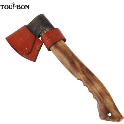 Tourbon Hunting Axe Hatchet Head Cover 10cm Ax Blade Sheath Loop Holster for Belt Thick Genuine Leather(Not Include Ax)