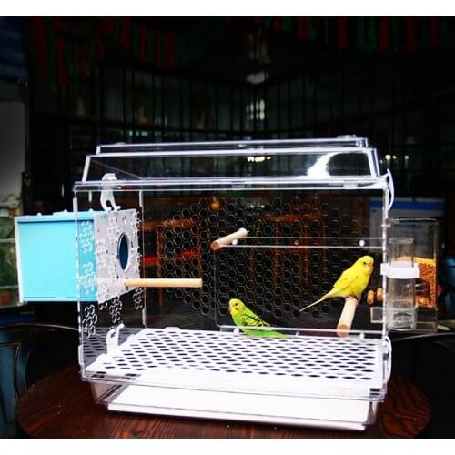 Outdoor Birdhouse Parakeet Cockatiel Budgerigar Cage Pet Bird Breeding Nest Box with Standing Stick Hanging Birdhouse