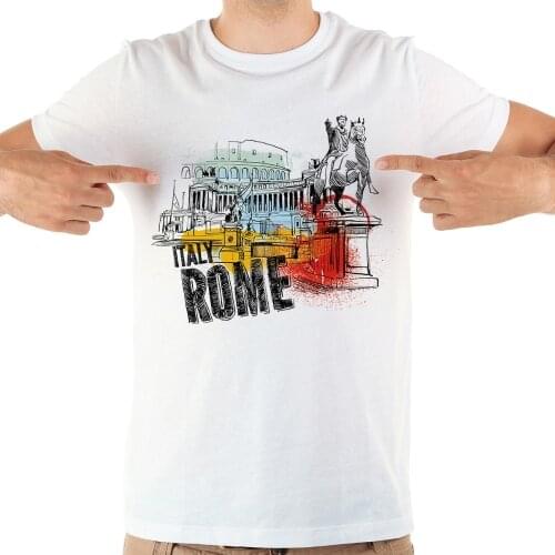 Italy Roma Milano Naples Napoli Venice pisa watercolor landmarks funny t shirt men summer new white casual homme cool tshirt