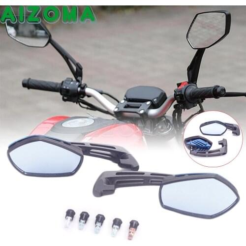 Silver/Blue/Red Universal Street Bike Scooter Back Side Mirror For Touring Honda Yamaha Kawasaki Motorcycle Rearview Mirrors