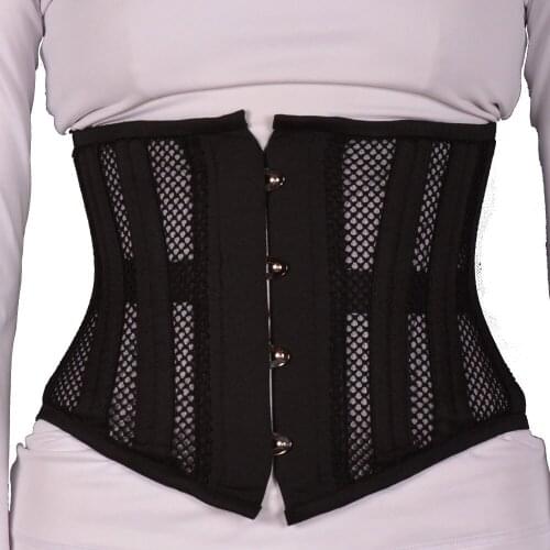 Summer Women Sexy Underbust Corset Gothic Steampunk Bustiers Waist Trainer Body Shaper Steel Boned Breathable Mesh Slimming Belt