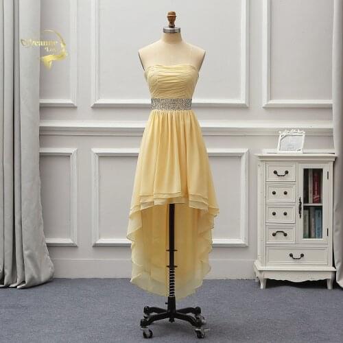 Robe De Soiree Asymmetrical Short Front Long Back Prom Dresses 2020 Bead High Low Formal Party Dress Vestido De Festa Longo