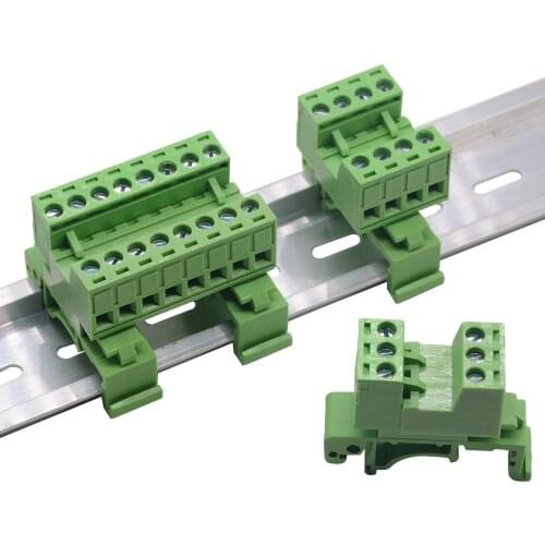1pcs Rail Type Solderless Wire Terminal Connector Row Butt Joint 2EDG-UKR-5.08mm Mounting 35mm Rail Terminal Block Butt 2p 3P 4P