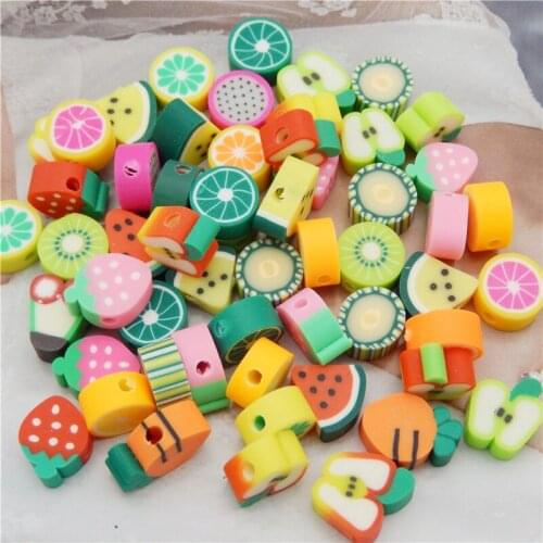 Julie Wang 20PCS Fruit Slice Flower Beads Polymer Clay Spacer Beads Random Color Necklace Bracelet Jewelry Making Accessory