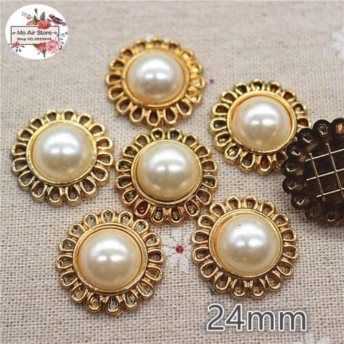 20pcs golden flower pearl plastic button button decoration sewing craft scrapbook accessories