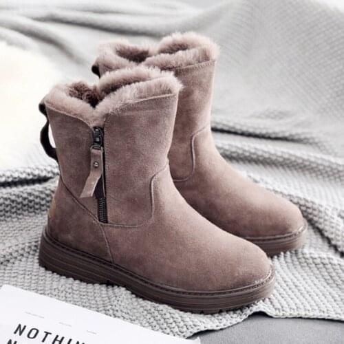 Winter 2020 Snow Boots Women Fashion Zipper Platform Ankle Boots Street Short Plush Warm High-Top Booties Zapatos De Mujer