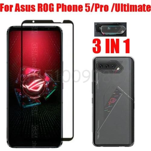 3-in-1 Screen Protector+Phone Case For Asus ROG Phone 5 I005DA I005DB ZS673KS Glass Anti-Shock Case Cover on Asus ROG Phone 5