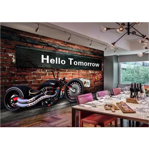 3d wallpaper custom photo Retro brick wall mechanical motorcycle bar coffee shop decor 3d wall murals wallpaper for living room