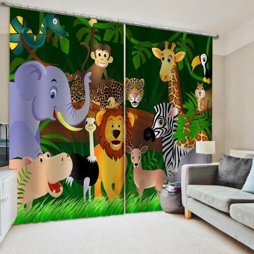 3D Curtain Printing Blockout Polyester New custom childrens room cute cartoon boy girl bedroom