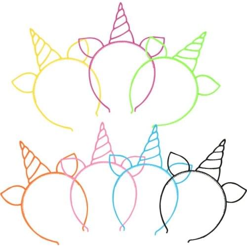 5pcs Candy Color Unicorn Headband Plastic Cat Ears Hairband For Girls Unicorn Birthday Party Supplies Hair Accessories Kids Gift