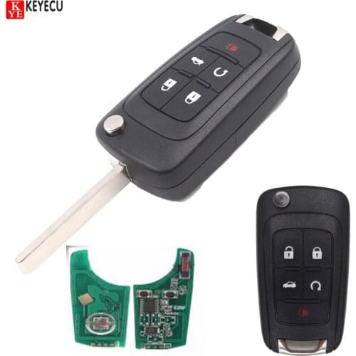 KEYECU 10pcs/lot New Uncut Remote Key Fob 5 Button 433MHz ID46 Chip for 2010-2014 Chevrolet Cruze