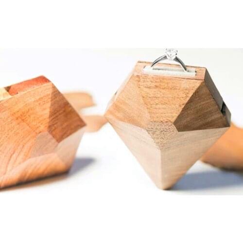 Wooden Velvet Ring Packing Box Jewelry Creative Rotation Box Gift Box For Ring Storage