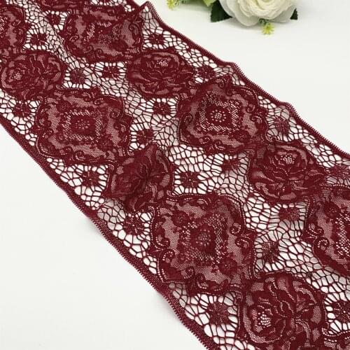 3y/lot Width 23cm Burgundy Elastic Stretch Lace Fabric Trims For Clothing Accessory Dress Sewing Applique Costume Lace trim