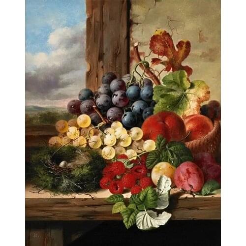 Fruit peach grapes Handmade Needlework For Embroidery kits DIY Cross Stitch Kits Crafts 14CT Unprinted Home Decor wall Arts