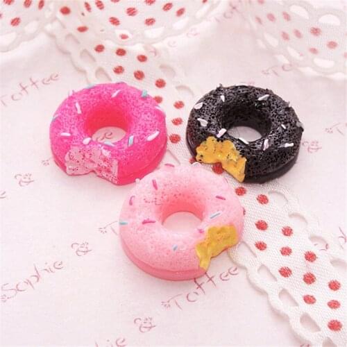 Imitation Food Cake Biscuit Donuts Shape Resin Cabochons Ornament Accessory Cameo Patch Beading Material 10pcs 18mm Cute Cameo