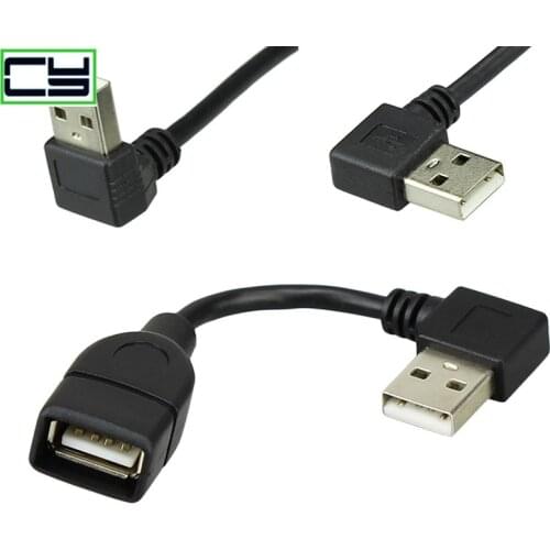 10cm 20cm USB 2.0 A Male to Female 90 Angled Extension Adaptor cable USB2.0 male to female right/left/down/up Black cable