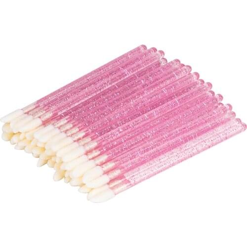 50psc disposable crystal rod lip brush lipstick brush lip gloss brush graft eyelash mousse cleaning stick cotton swab