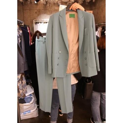 Spring and autumn new small suit two-piece loose fashion casual suit jacket harem pants Nine pants suit female 2 piece set