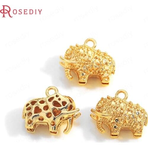 35678-G)10PCS 11x14MM 24K Champagne Gold Color Brass Elephant Charms Pendants Jewelry Making Supplies Diy Findings Accessories