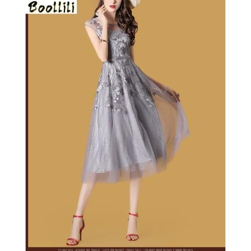 Summer Mesh Dress Women Clothes Vintage Elegant Party Midi Dress 2020 Embroidery Ladies Dresses Sexy Women Dress Vestidos