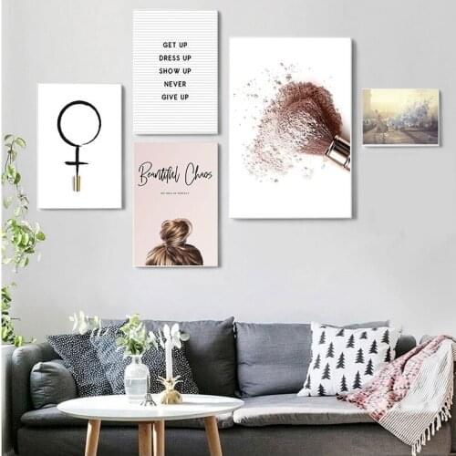 Fashion Quotes Makeup Poster Nordic Minimalist Wall Art Canvas Print Painting Decorative Picture INS Style Girls Room Decoration