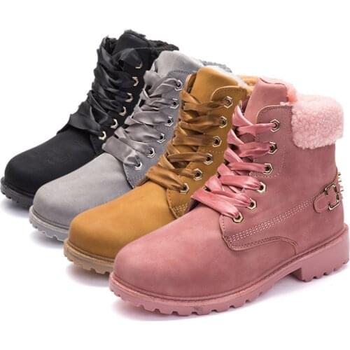 Fashion Women Winter Snow Boots Low Heels Rivet Boots Female Ankle Motorcycle Boots Plus Size Shoes