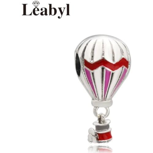 Leabyl Trendy Romantic Red & Pink Enamel Hot Air Ballon Charm Pendant for Bracelet Necklace Lovely Pink Red Ballon Bead Pendant