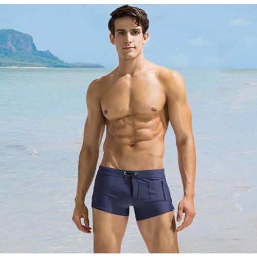 Side Zipper Pocket Swimwears Sexy Mens Swimsuits Man Swimming Shorts Sexy Mens Swimming Trunks For Bathing Summer Beachsuit