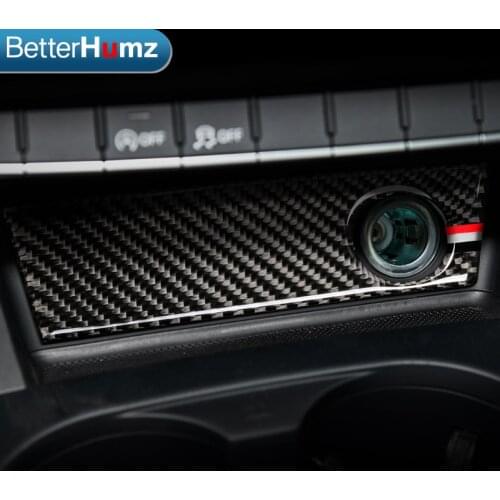 BETTERHUMZ Carbon Fiber Sticker Car Interior Styling Gear Cigarette Lighter Charger Hole Storage Cover Trim For Audi A4 2017