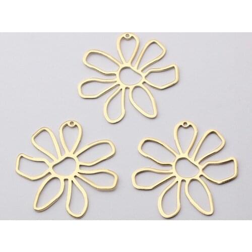 10pcs Raw Brass Flower Charms Pendant For Handmade Earrings Necklace Jewelry Making For Women Fashion Jewelry Charms