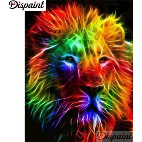 Dispaint Full Square/Round Drill 5D DIY Diamond Painting "Colored lion" Embroidery Cross Stitch 3D Home Decor A12978