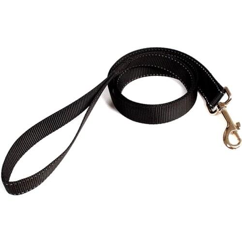 Nylon Dog Leads 1.2m Black Dog Leash Reflective Pet Leashes for Dogs Cats Puppy 2.5cm Width Flat Belt Pets Walking Accessories