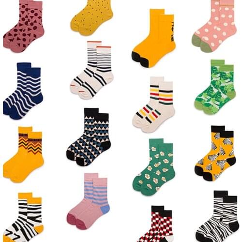 1 pair Women Socks Cotton Crew Lovers Socks Pink Green Yellow Colorful Funny Animal Cartoon Casual Dots in tube Sock Men socks